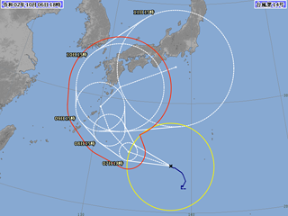 台風14号進路図（10月6日18時）