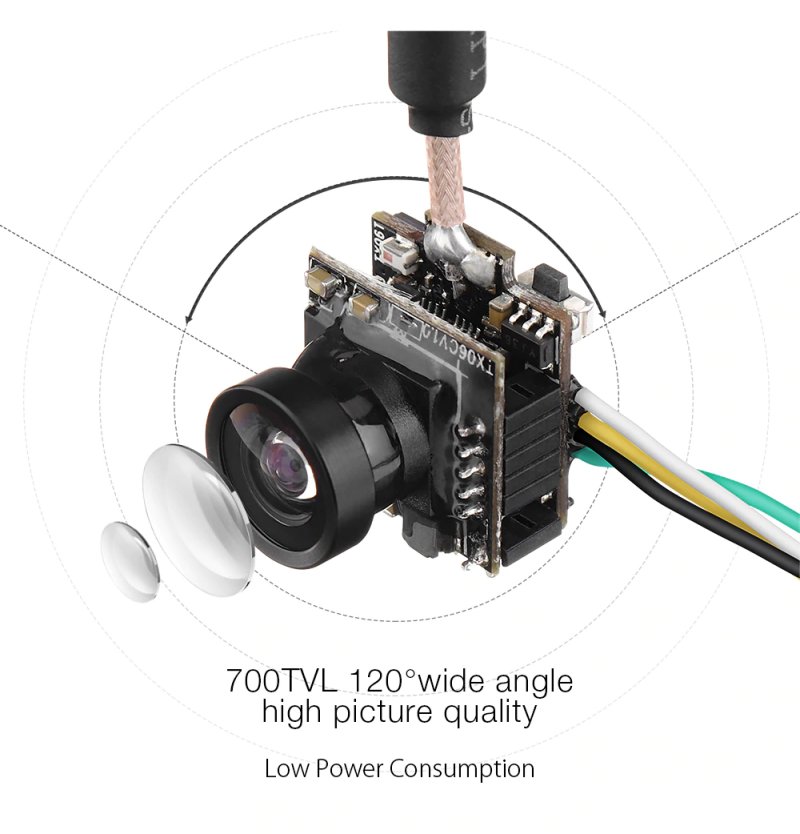 Eachine TX06 700TVL FOV 120 Degree 5.8Ghz 48CH Smart Audio Mini FPV Camera Suppo