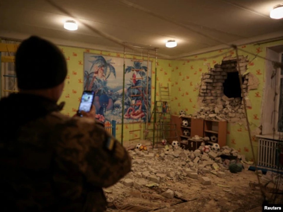 damaged by shelling in Luhansk region