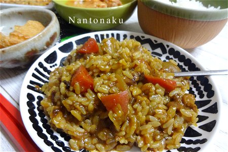 Nantonaku 3-19 晩ごはん　ご飯を半分使って　混ぜカレー