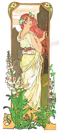 Woman with Foxglove Flowers